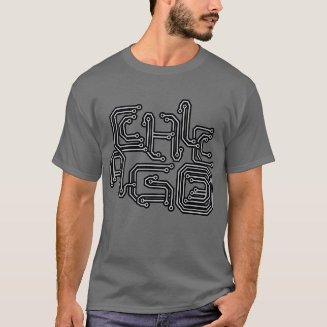 Electronic Chicago PCB T - Dark Grey T-Shirt (Front)