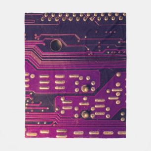 Electronic circuit board abstract background. comp fleece blanket
