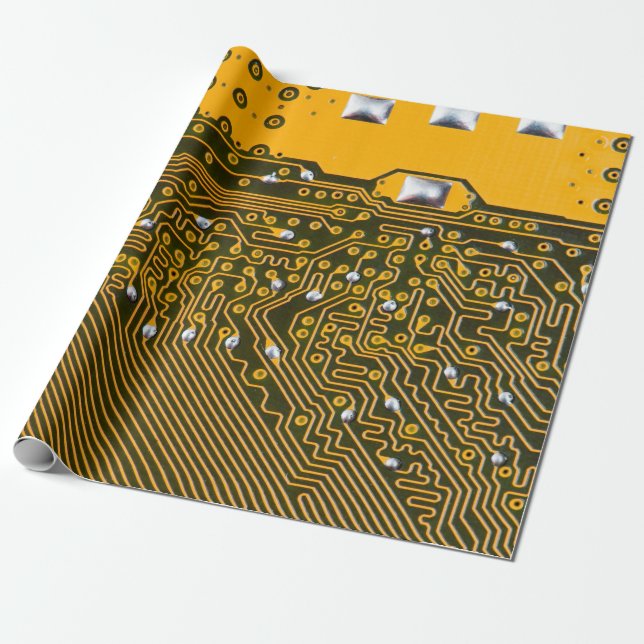 electronic circuit board as an abstract background wrapping paper (Unrolled)