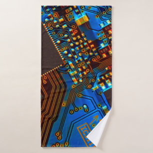Electronic circuit board close up. background,boar bath towel