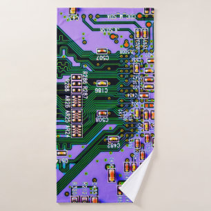 Electronic circuit board close up. background,boar bath towel