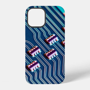 Electronic circuit board close up. background,boar iPhone 12 case