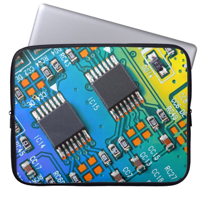 Electronic circuit board close up. background,boar laptop sleeve (Front)