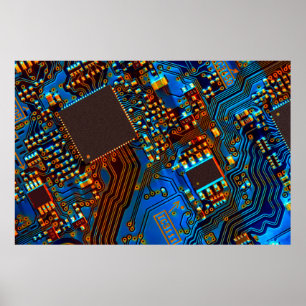 Electronic circuit board close up. background,boar poster