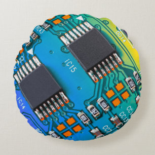 Electronic circuit board close up. background,boar round cushion