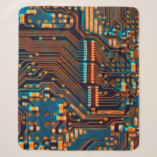 Electronic circuit board close up. background,boar sherpa blanket