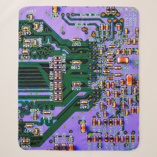 Electronic circuit board close up. background,boar sherpa blanket