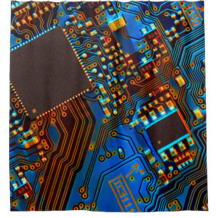 Electronic circuit board close up. background,boar shower curtain