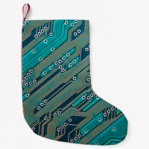 Electronic circuit board close up. background,boar small christmas stocking
