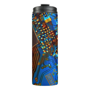 Electronic circuit board close up. background,boar thermal tumbler