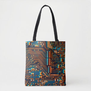 Electronic circuit board close up. background,boar tote bag