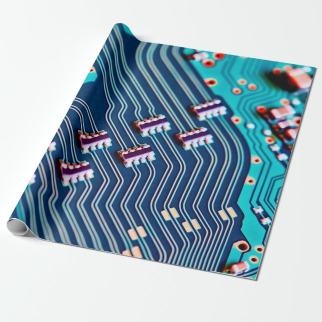 Electronic circuit board close up. background,boar wrapping paper (Unrolled)