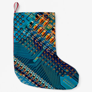 Electronic circuit board close up. computer,semic small christmas stocking