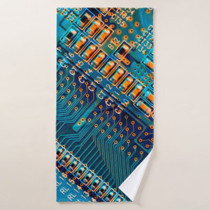 Electronic circuit board close up. computer,semico bath towel