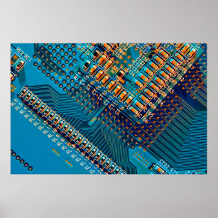 Electronic circuit board close up. computer,semico poster