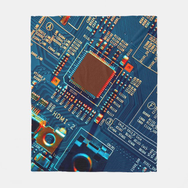 Electronic circuit board close up. electronic,micr fleece blanket (Front)