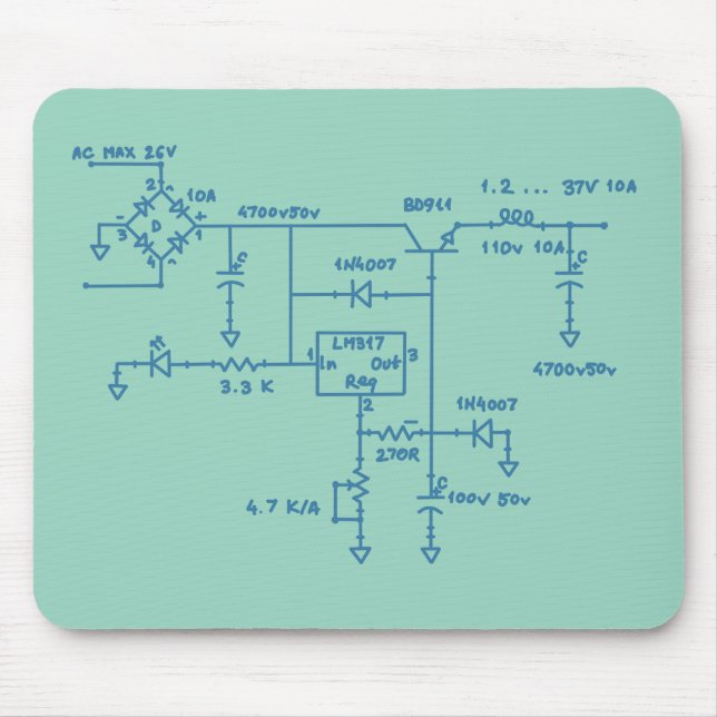 electronic circuit scheme technology blueprint gee mouse mat (Front)