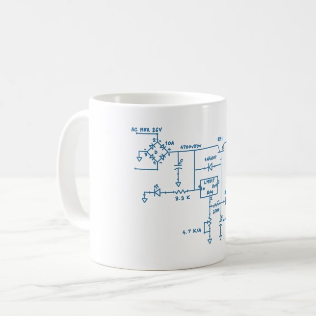 electronic circuit scheme technology homemade geek coffee mug (Front Left)