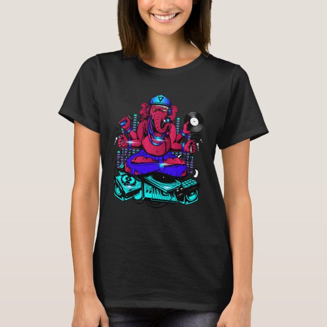 Electronic Dance Music or 90s Music or Ganesha EDM T-Shirt (Front)