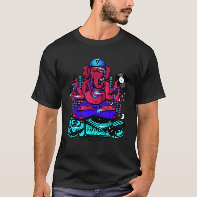 Electronic Dance Music or 90s Music or Ganesha EDM T-Shirt (Front)