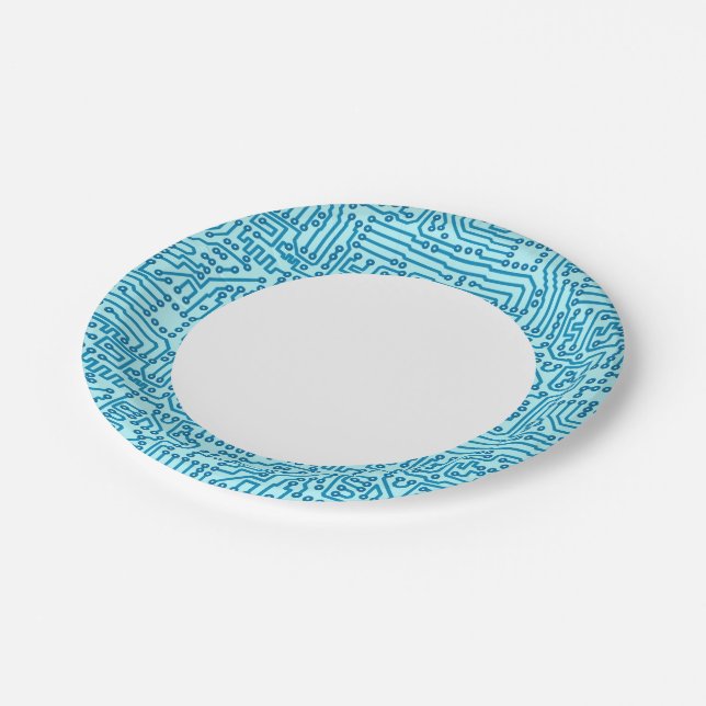 Electronic Digital Circuit Board Paper Plate (Angled)