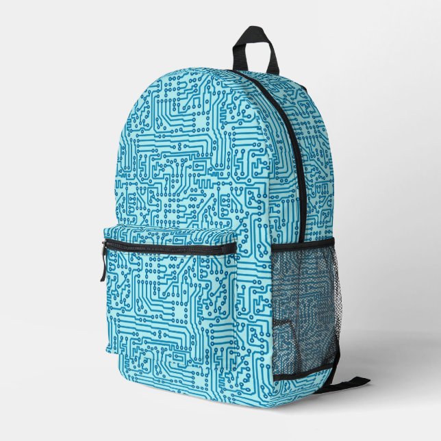 Electronic Digital Circuit Board Printed Backpack (Back Corner Right)