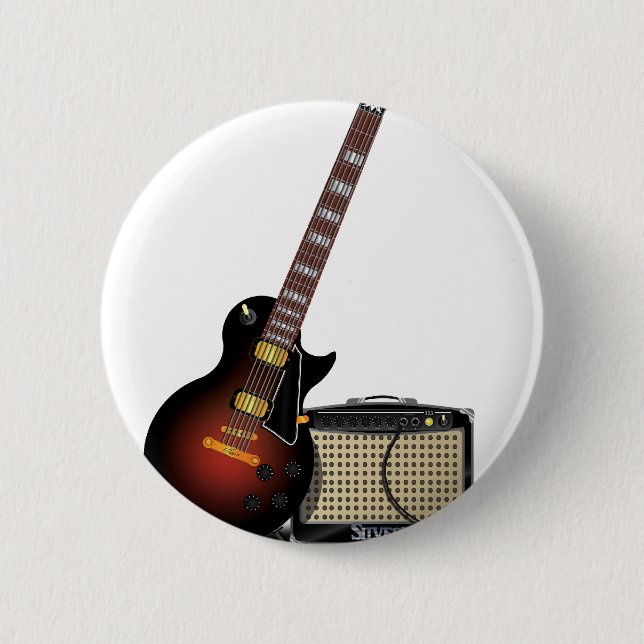 Electronic Guitar 6 Cm Round Badge (Front)