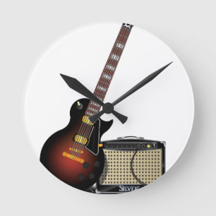 Electronic guitar and amp round clock