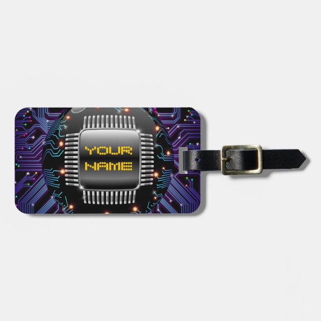 Electronic Motherboard Circuit Luggage Tag (Front Horizontal)