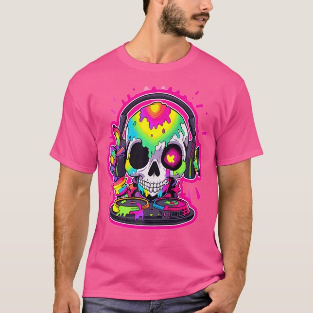 Electronic Music Dj Skull Edm Rave T-Shirt (Front)