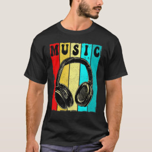 Electronic Music  DJ  Vintage Retro Headphones T-Shirt