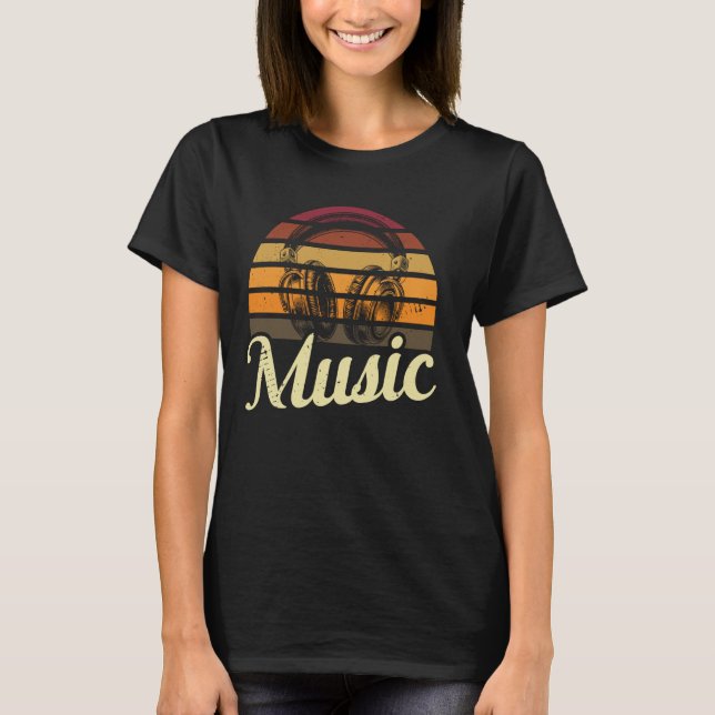Electronic Music Lover DJ Retro Headphones T-Shirt (Front)