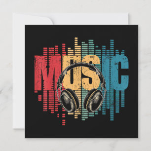 Electronic Music Lover DJ Vintage Headphones Invitation
