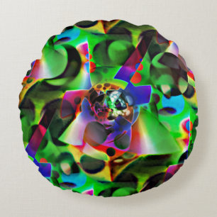 Electronic planetarium with shades of green round cushion