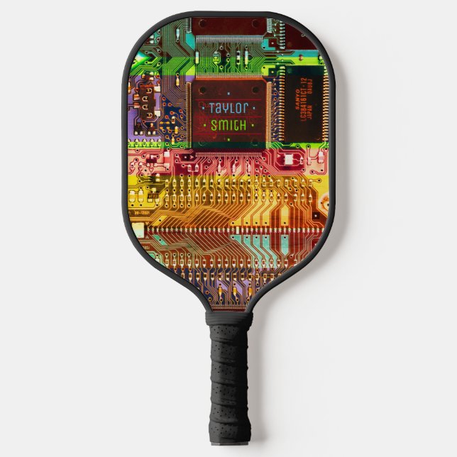    Electronic Printed Circuit Colorful Geek Custom Pickleball Paddle (Front)