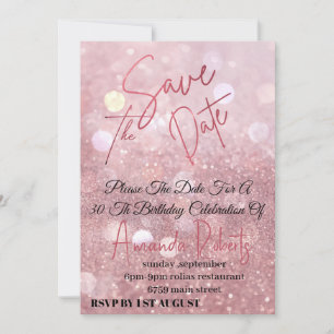 Electronic Save the Date, Rose Gold Glitter Digita Invitation