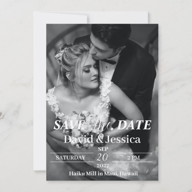 Electronic Save The Date Template with Photo, Save (Front)