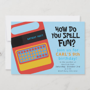 Electronic speaking and spelling toy party design invitation