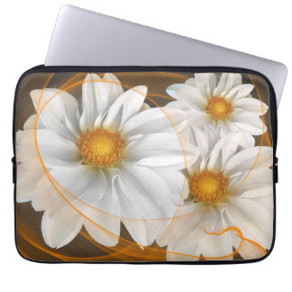 Electronics Bag Flowers White Black Orange