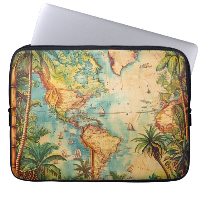 Electronics Bag-Vintage Atlas Collection  Laptop Sleeve (Front)