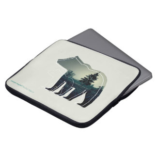 Electronics bag with line icon bear with forest