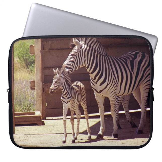Electronics Bag- Zebra Mum & Baby Laptop Sleeve (Front)