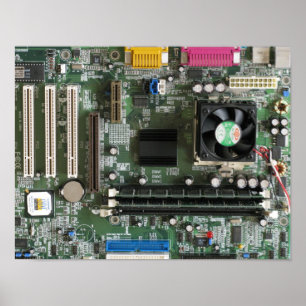 Electronics components old motherboard Print