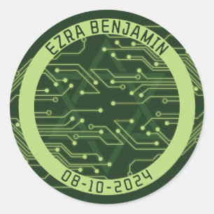 Electronics Computer Circuit Board Bar Mitzvah Classic Round Sticker