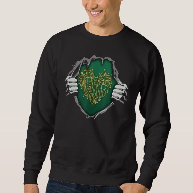Electronics Engineer Nerd Circuit Board Heart Tech Sweatshirt (Front)