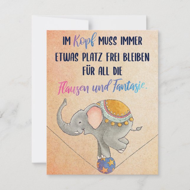 Elefant balacies on ball - floods and fantasy card (Front)