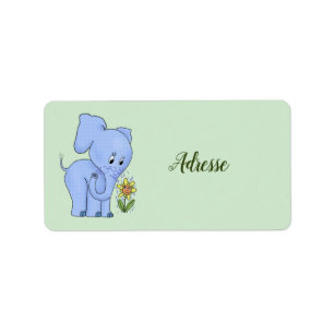 Elefant mit Blume Label
