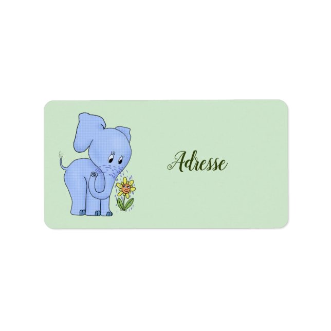 Elefant mit Blume  Label (Front)