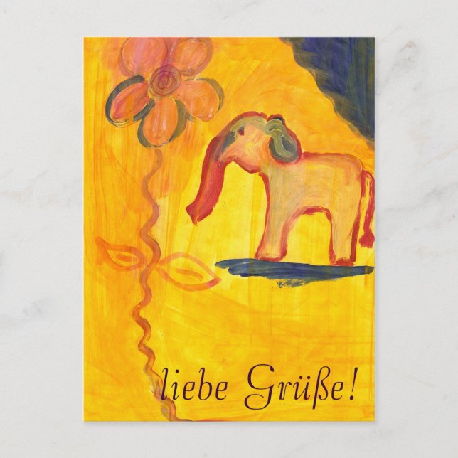 elefant mit blume von Lola Mono Postcard (Front)