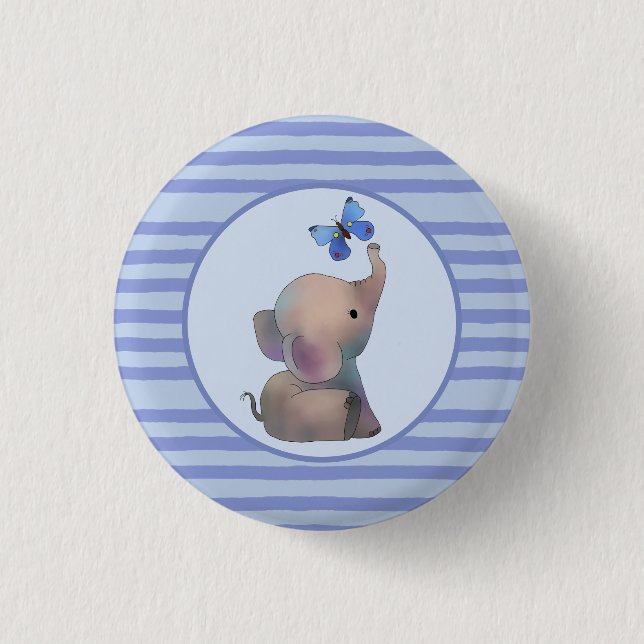 Elefant mit Schmetterling  3 Cm Round Badge (Front)